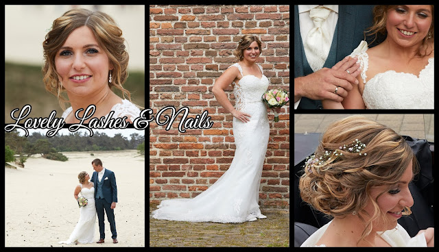 Trouwfoto's van een bruid met wimperextensions en nagels op www.lovelylashesnails.nl . De foto's zijn gemaakt in Elburg en gezet in Dronten