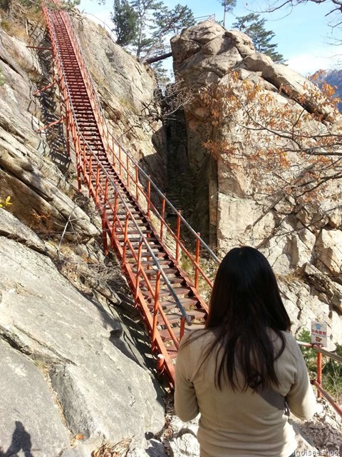 Start of stairs leading to the Geumganggul Cave. From Biseondae Rock to Geumganggul Cave