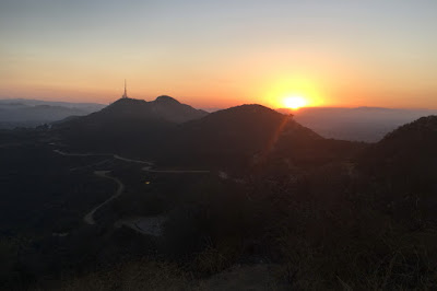 View of sunset from atop Baby Bell, Griffith Park, Los Angeles, June 22, 2016