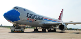 In a statement, Cargolux said that the plane's livery is meant to show that the airline 'embraces the Luxembourg government's campaign to promote the use of face masks in the current environment'.