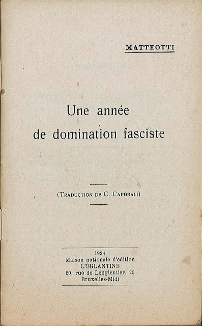 Une année de domination fasciste, Giacomo Matteotti