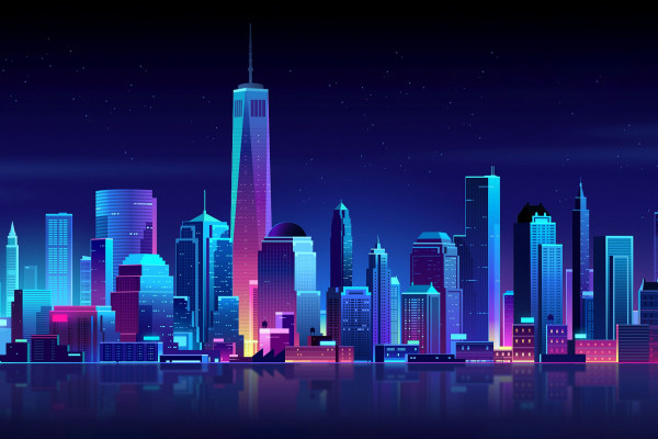 Night City Abstract Art Minimalist 4K