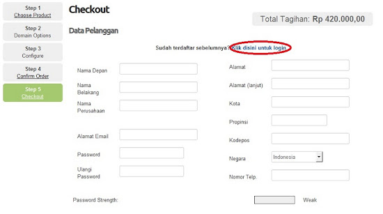 klik login untuk pelanggan lama