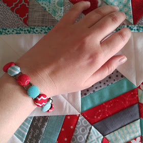 Fabric covered button bracelet