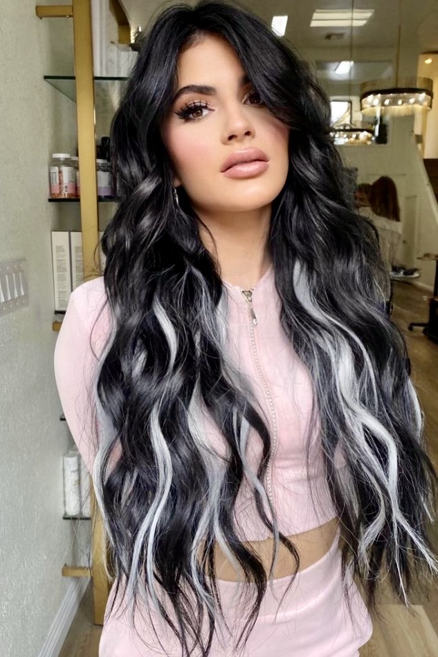 Black Hair with Gray Highlights