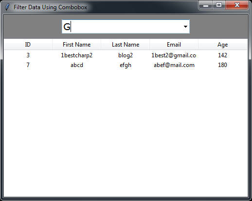 Python Tkinter Search And Filter Data In Treeview With Combobox