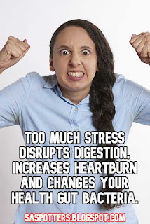 Too much stress disrupts digestion, increases heartburn and changes your health gut bacteria.