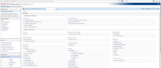 weblogic domain home page