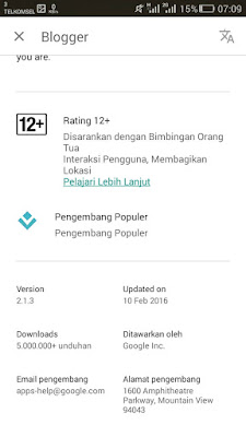 versi app blogger