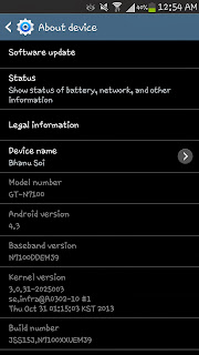 Samsung Galaxy Note II running Android 4.3