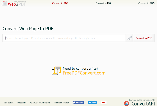 Web2PDF, Convertire una pagina web in PDF