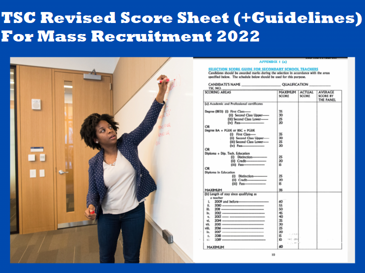 TSC Revised Score Sheet (+Guidelines) For Mass Recruitment 2022