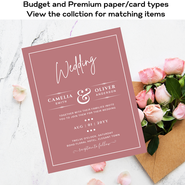 Dusty rose pink wedding invitations