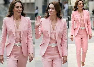 Kate Middleton wears pink Pantsuits