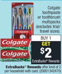 Colgate toothpaste or toothbrush multipacks