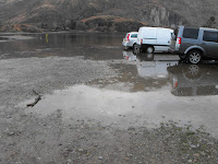 Flooded jetty & cars at Loch etive