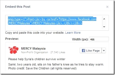 Facebook-embed-pos- code-and-preview