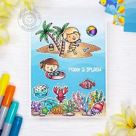 Sunny Studio Stamps: Tropical Scenes Beach Babies Best Fishes Summer Themed Card by Ana Anderson