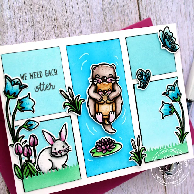 Sunny Studio Stamps: My Otter Half Country Scenes Comic Strip Everyday Dies Easter Wishes Card by Vanessa Menhorn