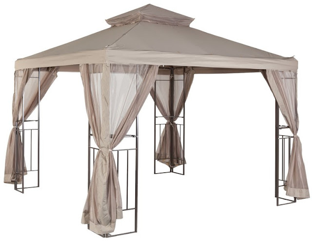 metal gazebo with curtains