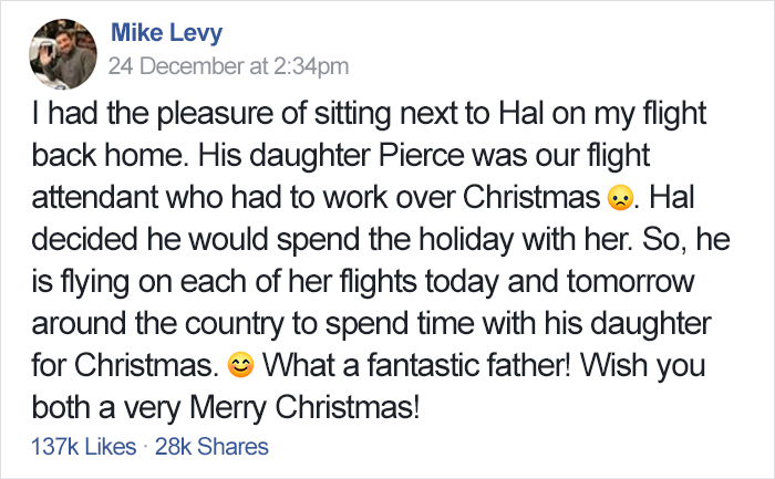 This Dad Booked Six Flights To Spend Christmas With His Flight Attendant Daughter