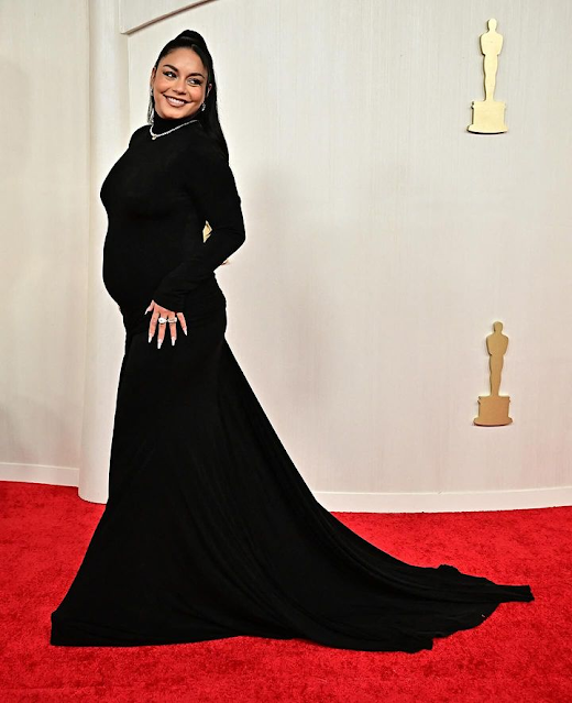 Vanessa Hudgens shows off baby bump at the #Oscars 2024 on Red Carpet