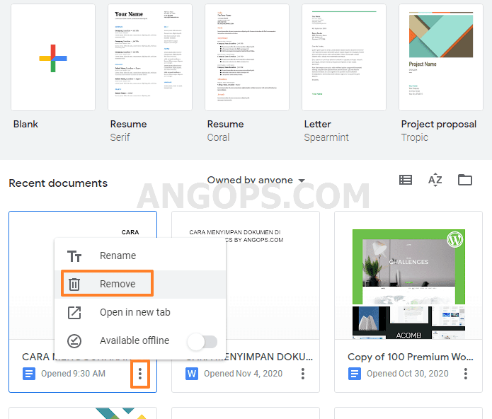 cara menghapus dokumen di google docs, delete google docs