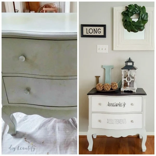 chalky painted dresser before and after