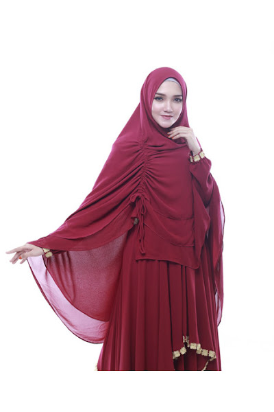 Baju Gamis Muslimah Syari Ceruti Premium Merah Marun 