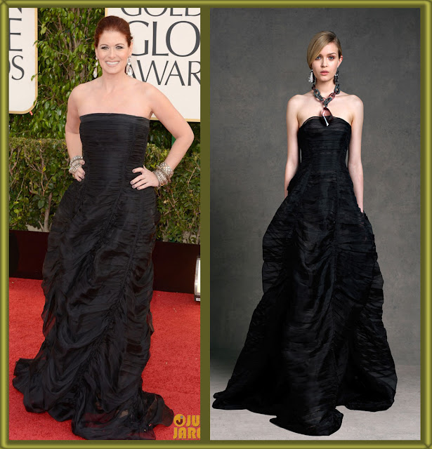 a filha do chefe debra messing black dress golden globes 2013