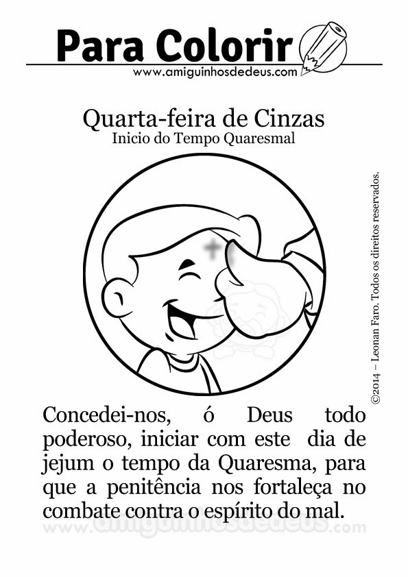 quarta-feira de cinzas desenho para colorir