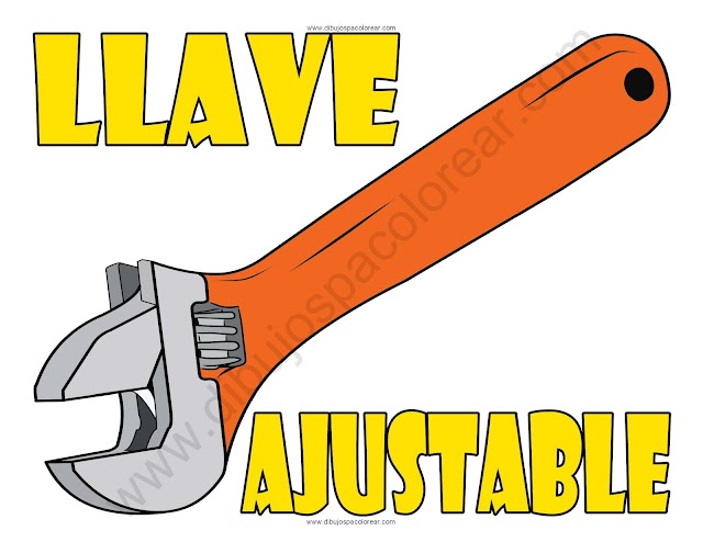 Llave Ajustable dibujo a color y para colorear