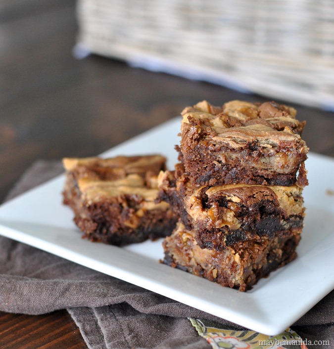 Peanut Butter Swirl Snickers Brownies