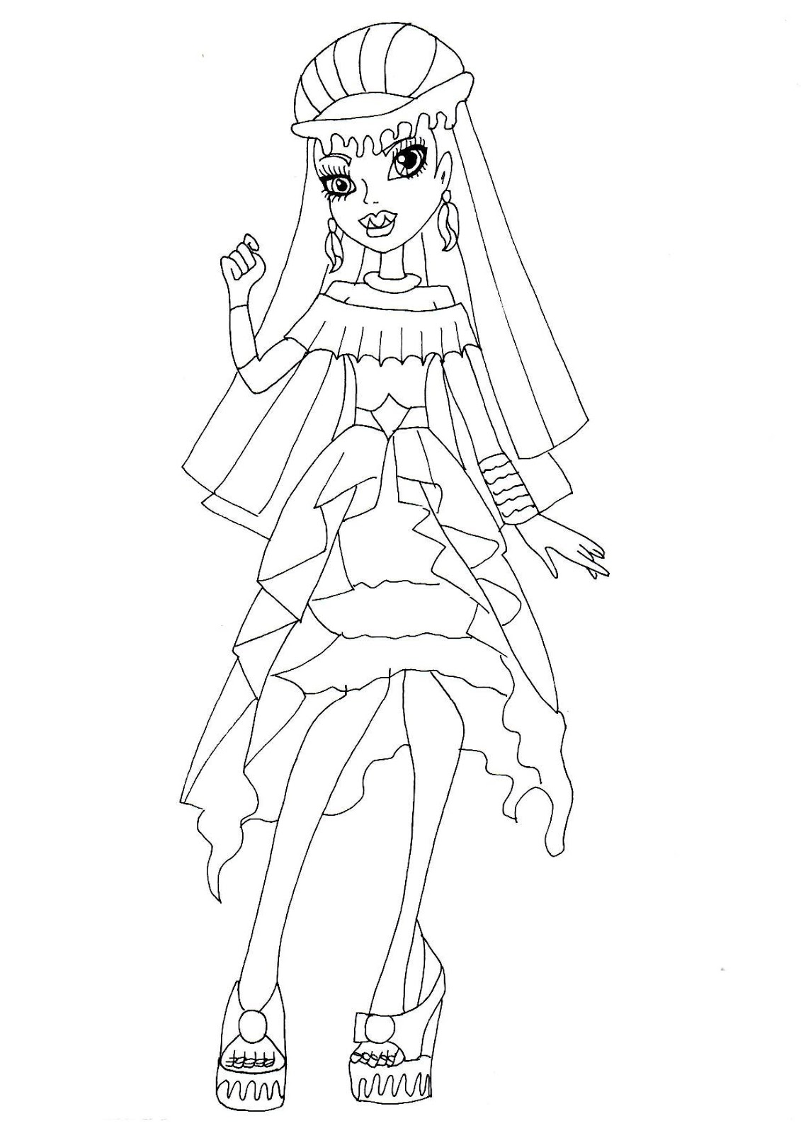 Free printable monster high Abbey Bominable 13 Wishes coloring page In this art she s having a long straight hair