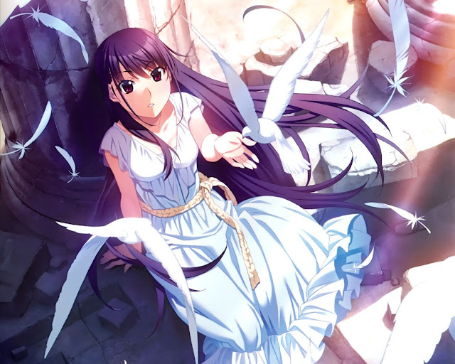 Anime girls holding a bird