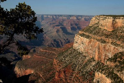 view from the Rim Trail, looking toward Yavapai Point at sunset