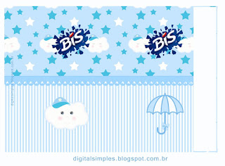 Light Blue Rain of Blessings or Rain of Love: Free Printable Candy Bar Labels.