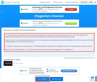 Cek plagiasi Duplichecker