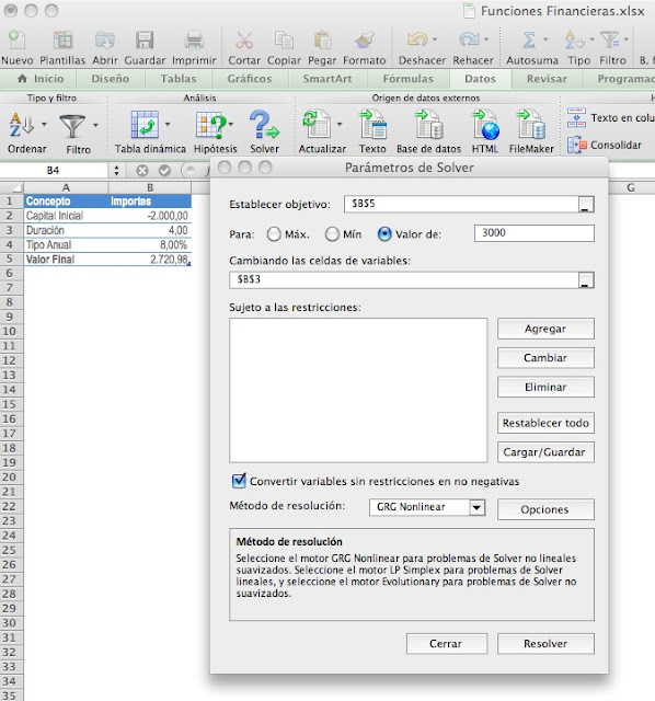 SOLVER EXCEL EJERCICIO