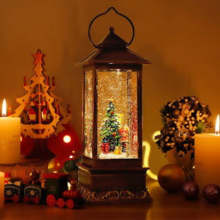 Christmas Snow Globe Swirling Glittering Snowman Scene, USB Lined/Battery Operated Lighted Water Lantern for Christmas Festival Decoration Gifts