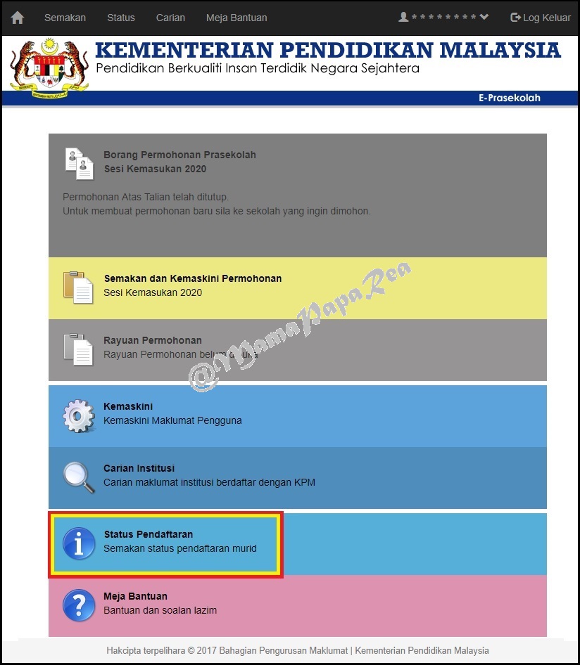 CARA DAFTAR PERMOHONAN PRASEKOLAH ANAK YANG LENGKAP PART 2 