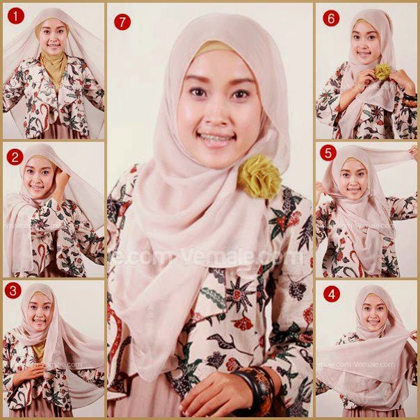 Foto gambar tutorial hijab segi empat simpel Gaya Masa 