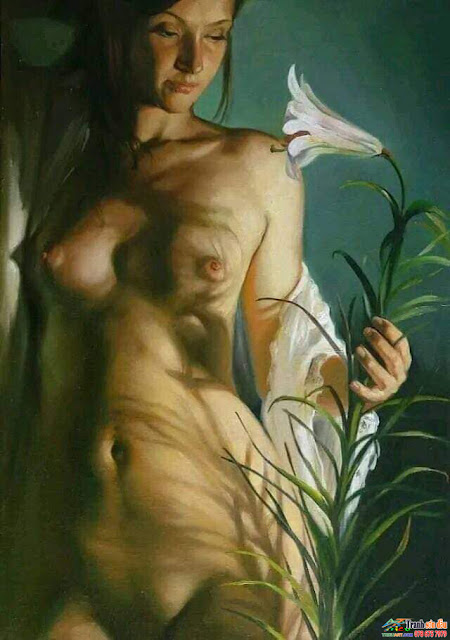 tranh vẽ thiếu nữ nude