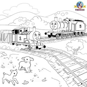 Sodor railroad train James Thomas the tank engine coloring pictures to color and print out for boys