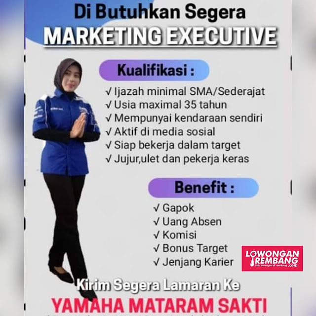 Lowongan Kerja Marketing Executive Dealer Yamaha Mataram Sakti Rembang