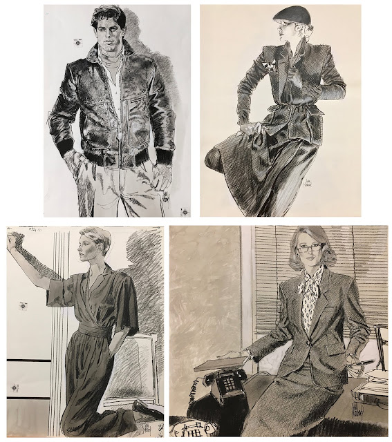 Jim Howard's original fashion illustrations for sale