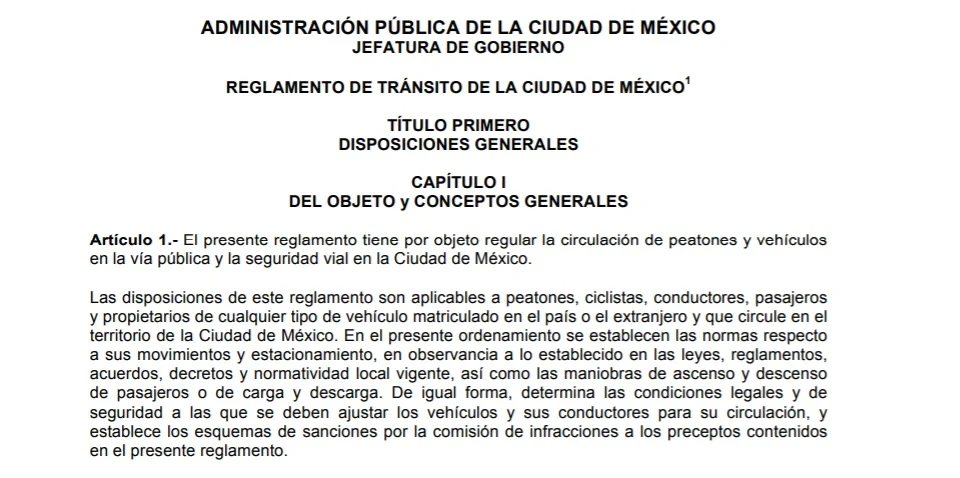 Reglamento de Transito de Ciudad de Mexico en Blanco y Negro