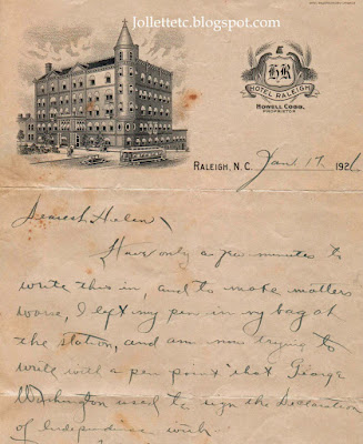 Letter from Herbert Parker to Helen Killeen Jan 1926 https://jollettetc.blogspot.com