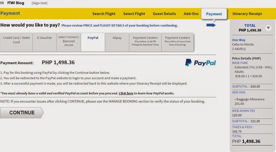 FTW! Blog, How to, Book Cebu Pacific Tickets online, Cebu Pacific