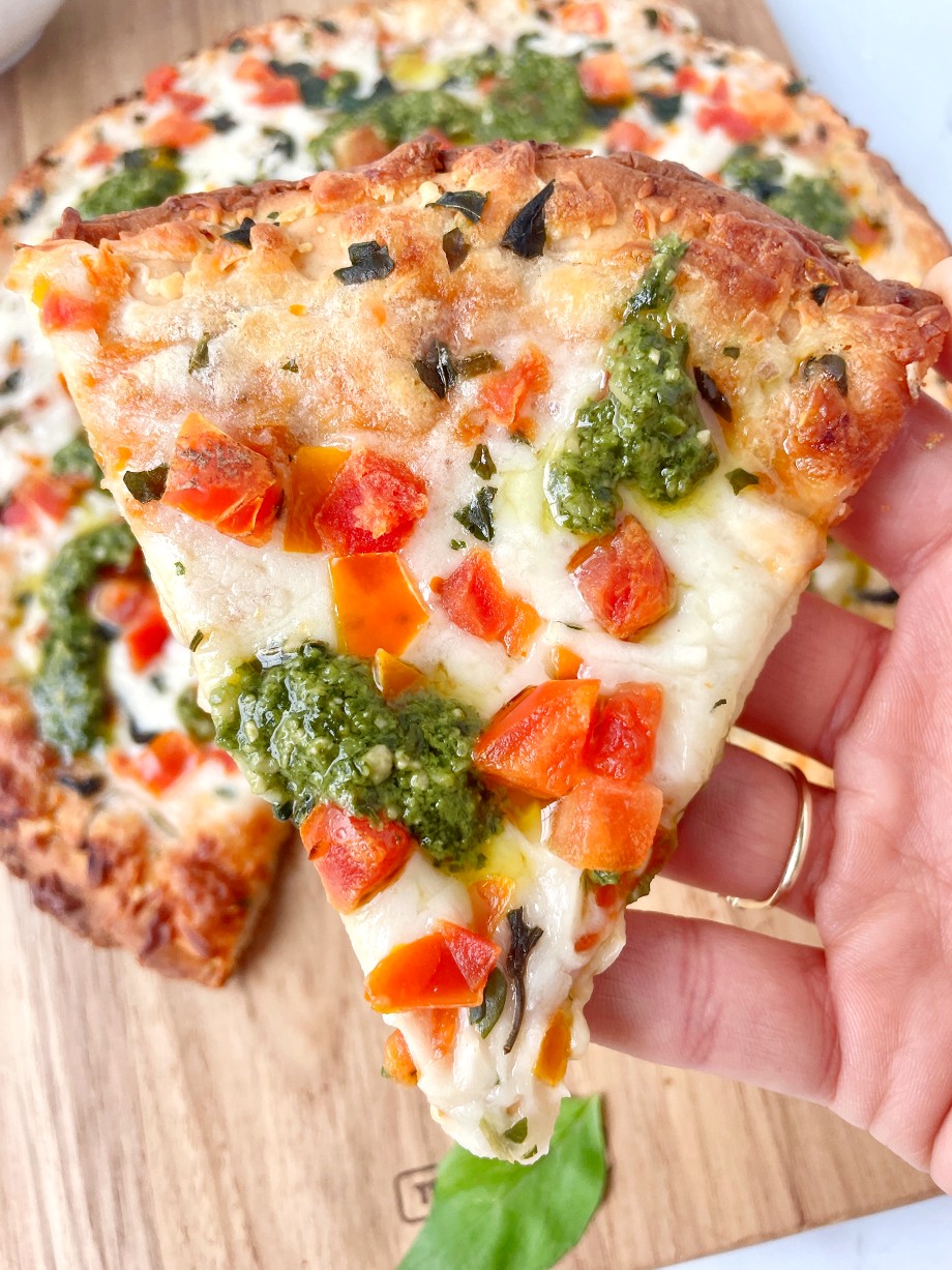 slice of Margherita Pesto Pizza